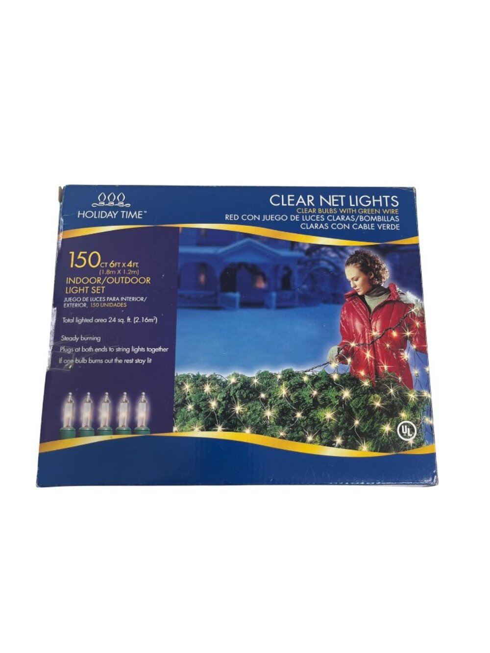 Clear Net Lights 150 Ct 6 Ft X 4 Ft Clear Bulbs Green Wire Indoor/Outdoor